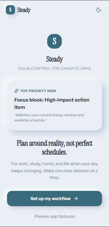Steady Onboarding Screen Flow