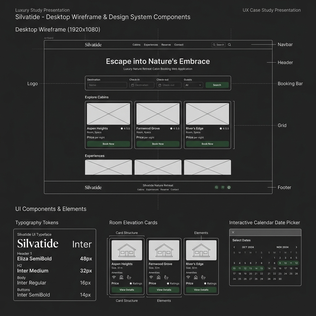 Silvatide Wireframe & Component Layout Sheet